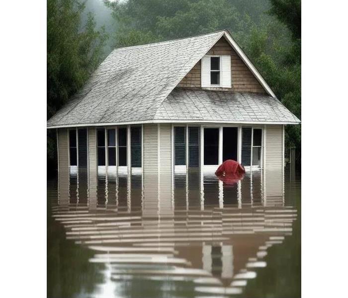 Flooded residential house