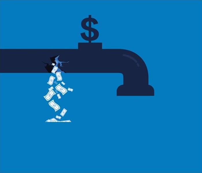 broken pipe with money signs